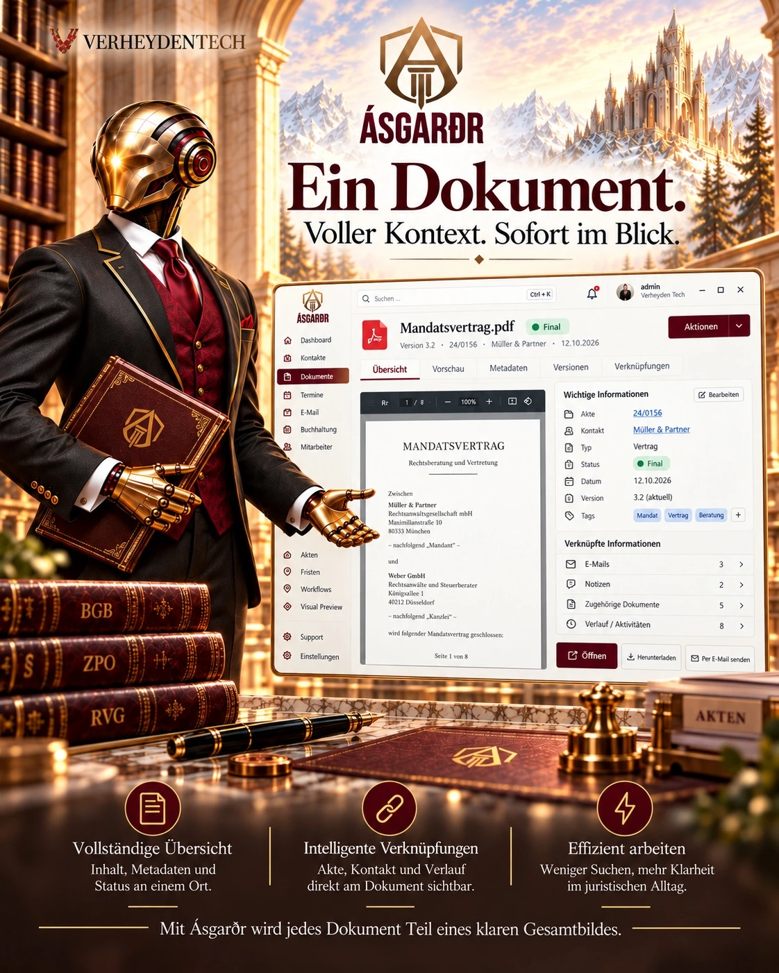 Gerar präsentiert Document: Mehr erkennen als den Dateinamen. Marketingillustration, kein Produkt-Screenshot.