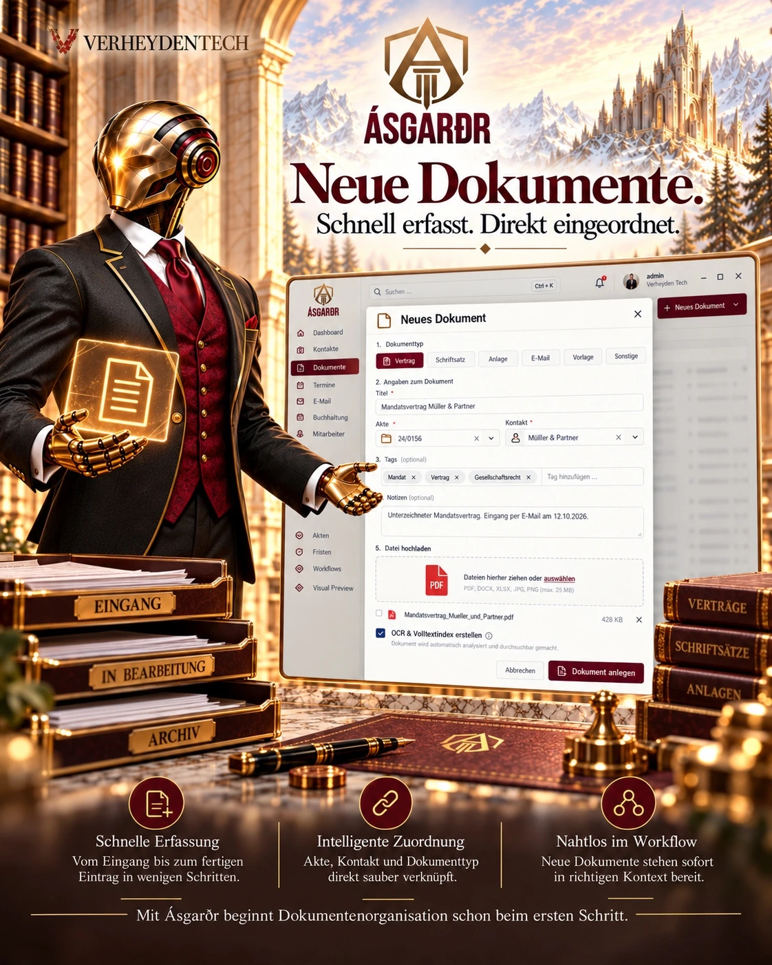 Gerar präsentiert Document: Gute Arbeit beginnt nicht jedes Mal von vorn. Marketingillustration, kein Produkt-Screenshot.